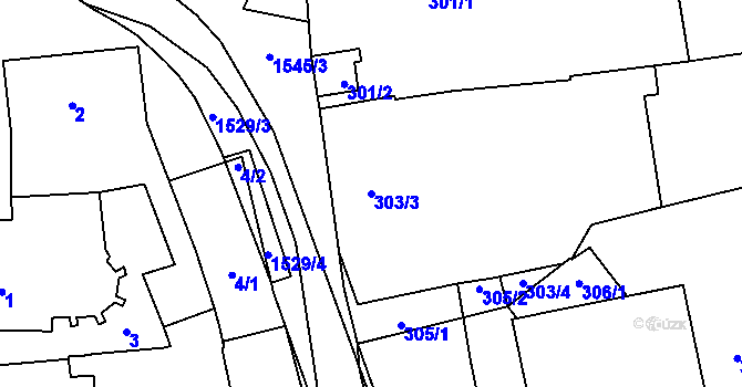 Parcela st. 303/3 v KÚ Koloveč, Katastrální mapa