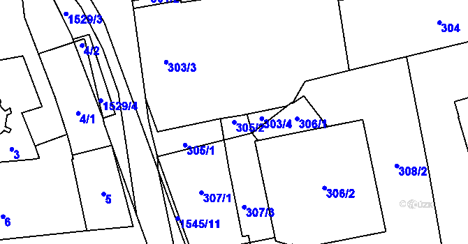 Parcela st. 305/2 v KÚ Koloveč, Katastrální mapa