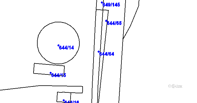 Parcela st. 644/64 v KÚ Koloveč, Katastrální mapa