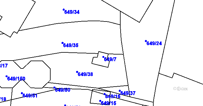 Parcela st. 649/36 v KÚ Koloveč, Katastrální mapa