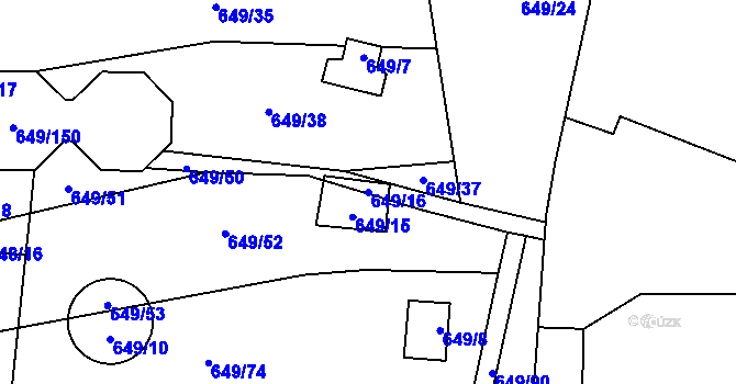 Parcela st. 649/16 v KÚ Koloveč, Katastrální mapa