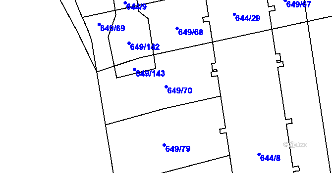 Parcela st. 649/70 v KÚ Koloveč, Katastrální mapa
