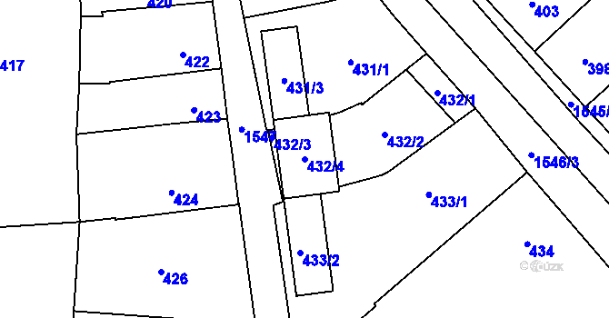 Parcela st. 432/4 v KÚ Koloveč, Katastrální mapa
