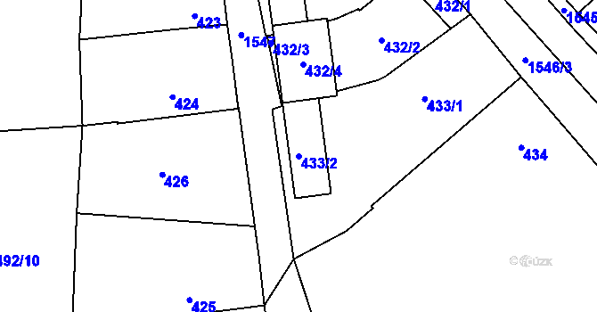 Parcela st. 433/2 v KÚ Koloveč, Katastrální mapa