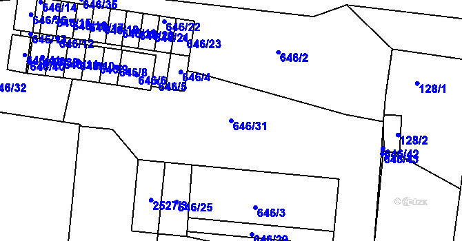 Parcela st. 646/31 v KÚ Koloveč, Katastrální mapa