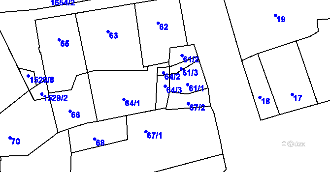 Parcela st. 64/3 v KÚ Koloveč, Katastrální mapa