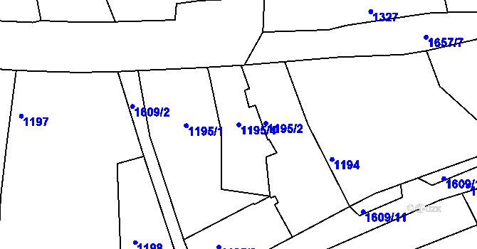 Parcela st. 1195/4 v KÚ Zichov, Katastrální mapa