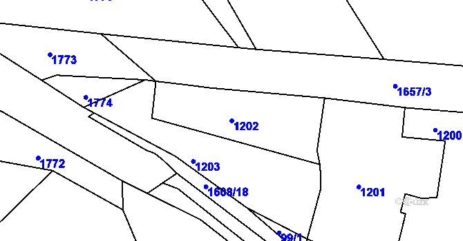 Parcela st. 1202 v KÚ Zichov, Katastrální mapa