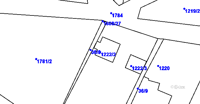 Parcela st. 1222/2 v KÚ Zichov, Katastrální mapa