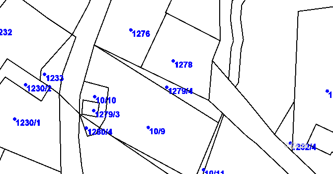 Parcela st. 1279/4 v KÚ Zichov, Katastrální mapa