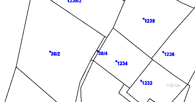 Parcela st. 38/4 v KÚ Zichov, Katastrální mapa