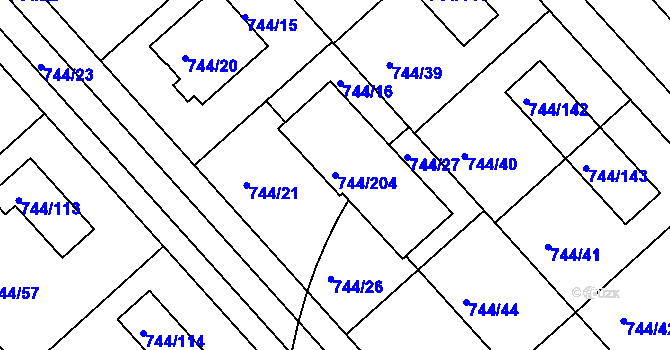 Parcela st. 744/204 v KÚ Kolovraty, Katastrální mapa