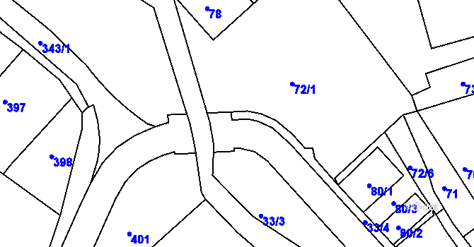 Parcela st. 72/4 v KÚ Kolovraty, Katastrální mapa