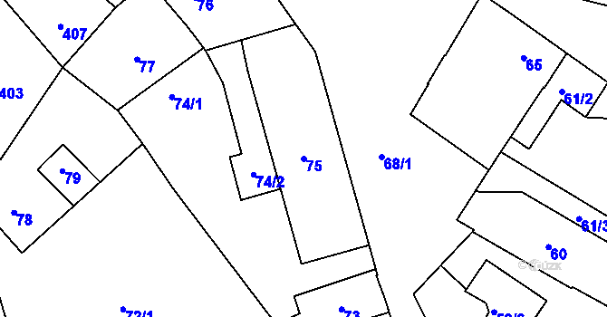 Parcela st. 75 v KÚ Kolovraty, Katastrální mapa