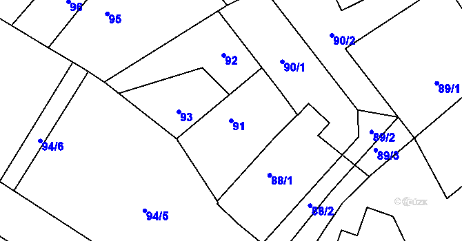Parcela st. 91 v KÚ Kolovraty, Katastrální mapa
