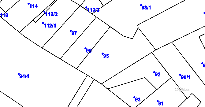 Parcela st. 95 v KÚ Kolovraty, Katastrální mapa