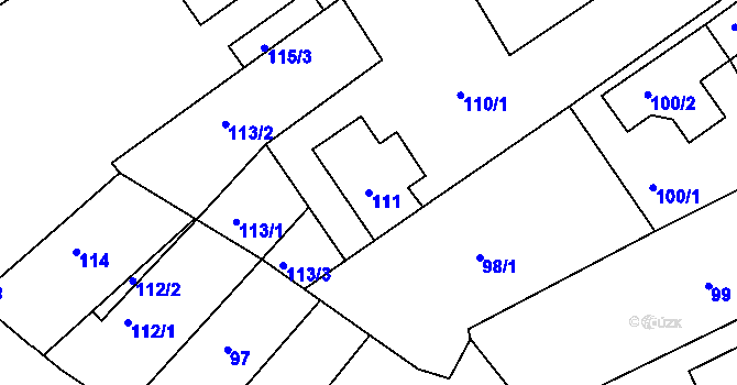 Parcela st. 111 v KÚ Kolovraty, Katastrální mapa