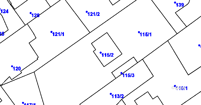 Parcela st. 115/2 v KÚ Kolovraty, Katastrální mapa