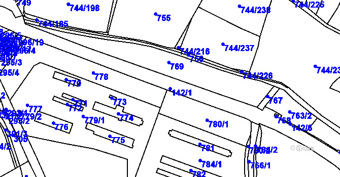 Parcela st. 142/1 v KÚ Kolovraty, Katastrální mapa