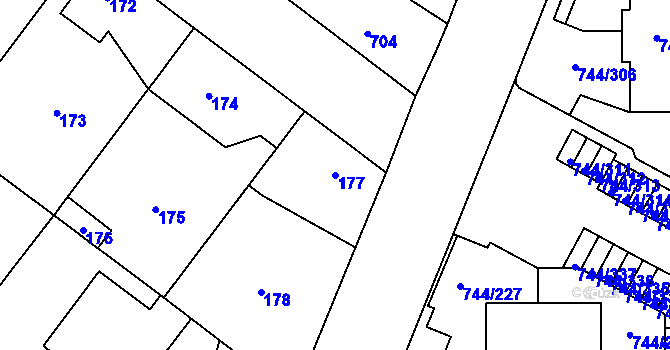 Parcela st. 177 v KÚ Kolovraty, Katastrální mapa
