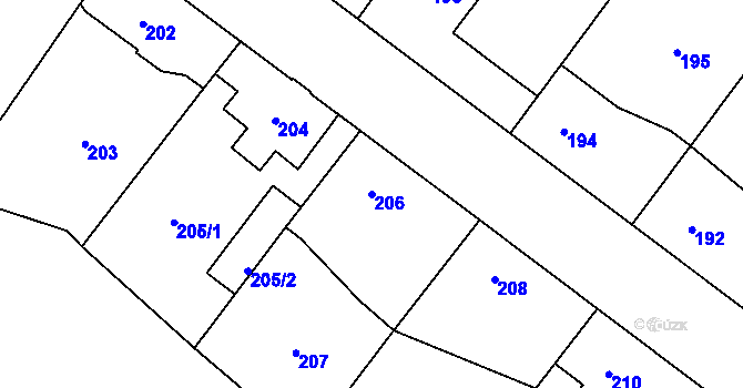 Parcela st. 206 v KÚ Kolovraty, Katastrální mapa