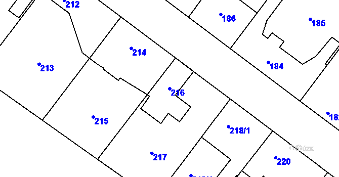 Parcela st. 216 v KÚ Kolovraty, Katastrální mapa