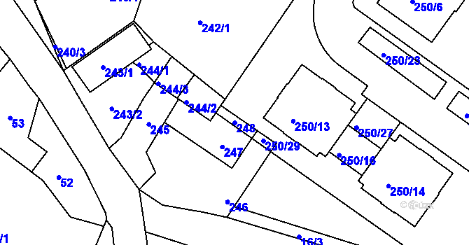 Parcela st. 248 v KÚ Kolovraty, Katastrální mapa