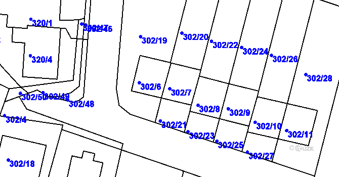 Parcela st. 302/7 v KÚ Kolovraty, Katastrální mapa