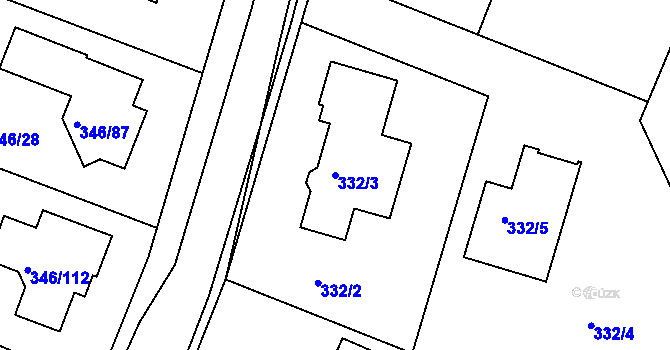 Parcela st. 332/3 v KÚ Kolovraty, Katastrální mapa