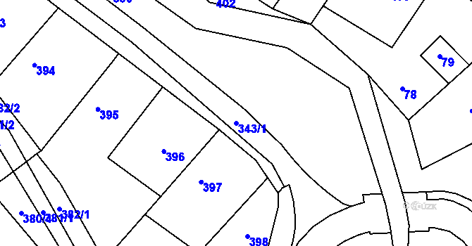 Parcela st. 343/1 v KÚ Kolovraty, Katastrální mapa