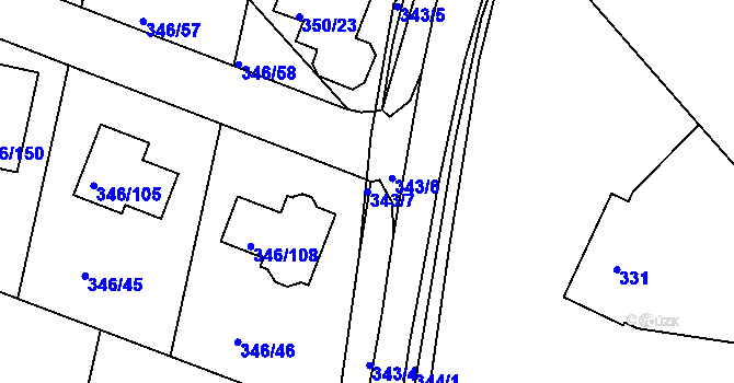 Parcela st. 343/7 v KÚ Kolovraty, Katastrální mapa