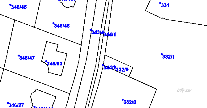 Parcela st. 344 v KÚ Kolovraty, Katastrální mapa