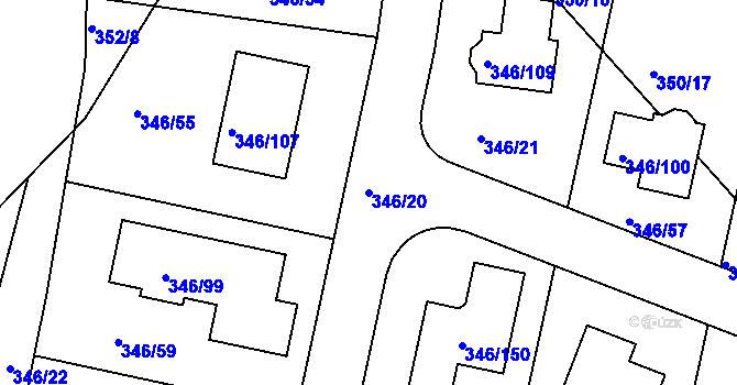 Parcela st. 346/20 v KÚ Kolovraty, Katastrální mapa