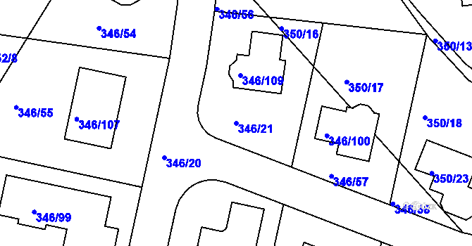 Parcela st. 346/21 v KÚ Kolovraty, Katastrální mapa