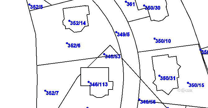 Parcela st. 346/53 v KÚ Kolovraty, Katastrální mapa