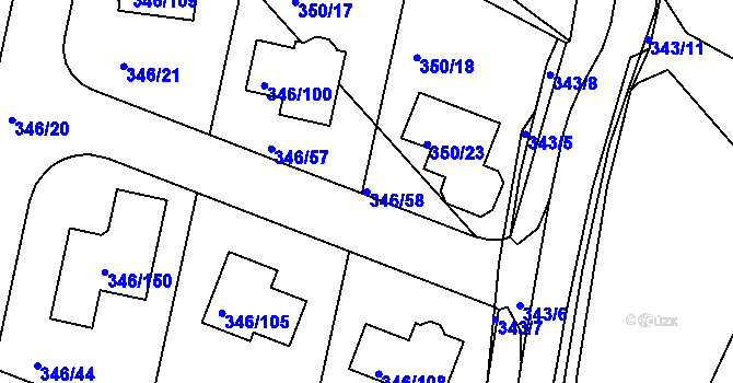 Parcela st. 346/58 v KÚ Kolovraty, Katastrální mapa