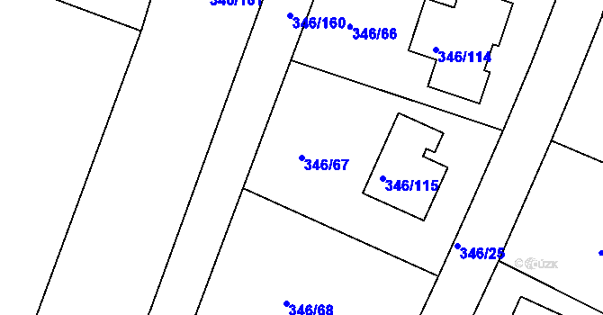 Parcela st. 346/67 v KÚ Kolovraty, Katastrální mapa