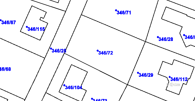 Parcela st. 346/72 v KÚ Kolovraty, Katastrální mapa