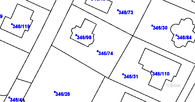 Parcela st. 346/74 v KÚ Kolovraty, Katastrální mapa