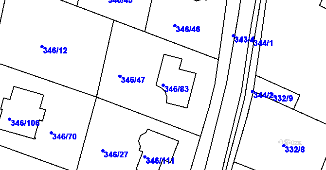 Parcela st. 346/83 v KÚ Kolovraty, Katastrální mapa