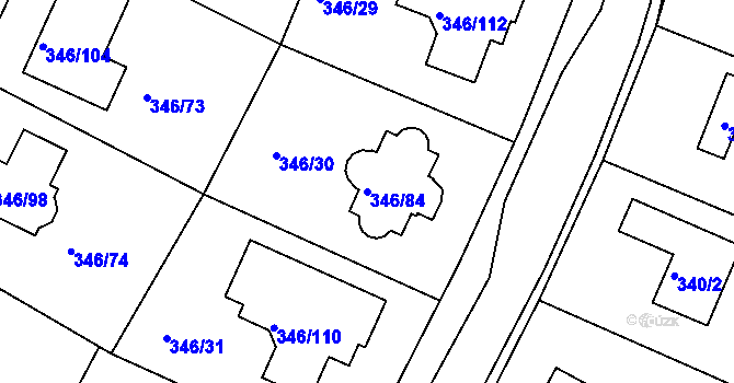 Parcela st. 346/84 v KÚ Kolovraty, Katastrální mapa