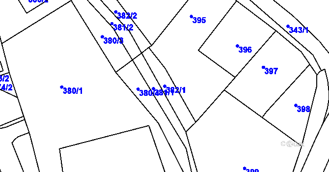 Parcela st. 382/1 v KÚ Kolovraty, Katastrální mapa