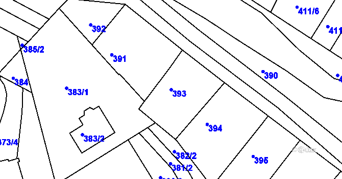 Parcela st. 393 v KÚ Kolovraty, Katastrální mapa