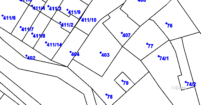 Parcela st. 403 v KÚ Kolovraty, Katastrální mapa