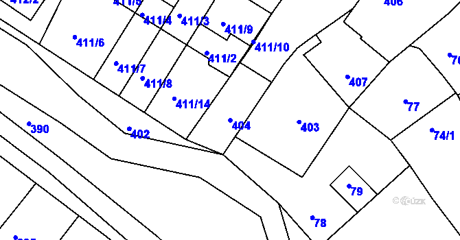 Parcela st. 404 v KÚ Kolovraty, Katastrální mapa