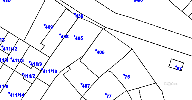 Parcela st. 406 v KÚ Kolovraty, Katastrální mapa