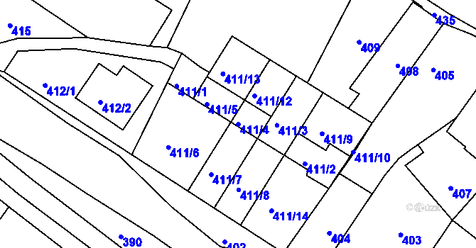 Parcela st. 411/4 v KÚ Kolovraty, Katastrální mapa
