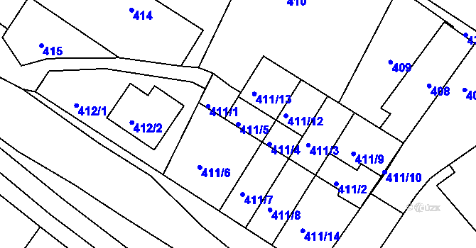 Parcela st. 411/5 v KÚ Kolovraty, Katastrální mapa