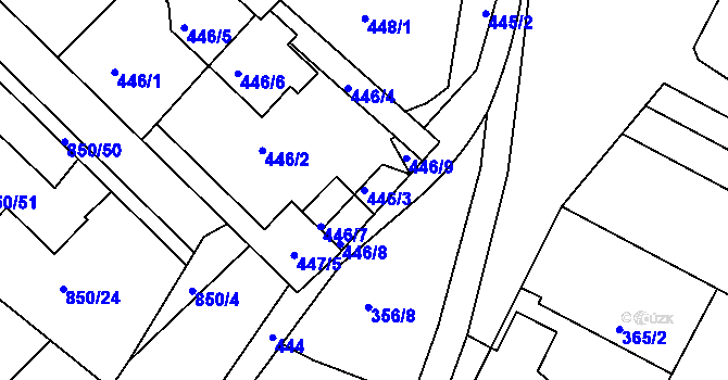 Parcela st. 446/3 v KÚ Kolovraty, Katastrální mapa