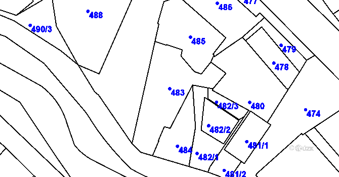 Parcela st. 483 v KÚ Kolovraty, Katastrální mapa